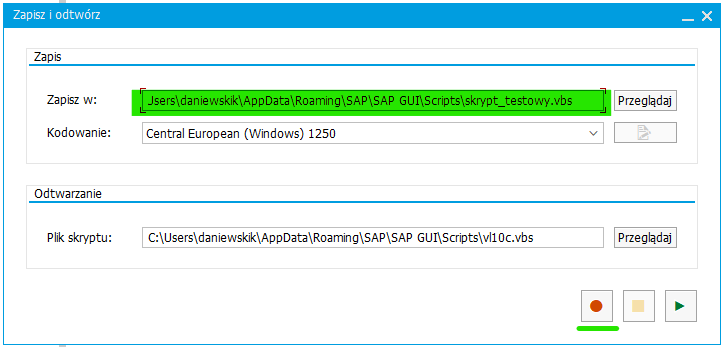 SAP GUI Scripting record interface window - tothepypoint.pl - Automatyzacja procesów