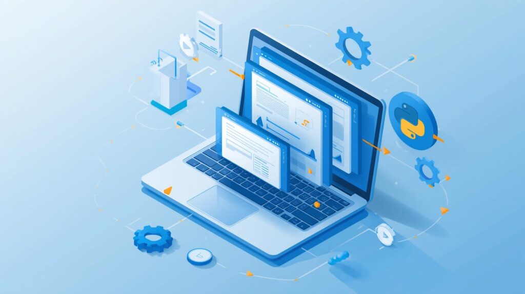 Automatyzacja wielu okien SAP – RPA SAP Python - multiprocessing w SAP - laptop z wieloma oknami SAP-a